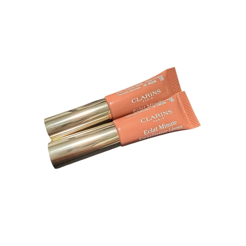 Clarins Natural Lip Perfector glosses in shade 06 Rosewood Shimmer lot of 2 mini